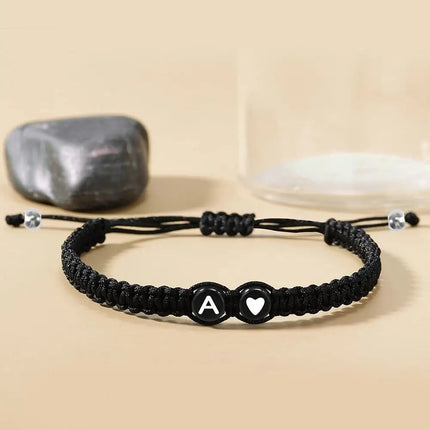 Initial Heart Bracelets Unisex Handmade Adjustable A Z Name by zapcart
