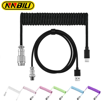 NNBILI Aviator Coiled Keyboard Cable Type C USB for Gamers by zapcart