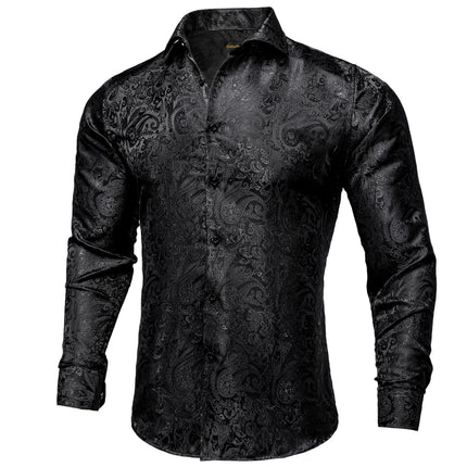 HenanChoice Mens Jacquard Paisley Shirt Long Sleeve Luxury by zapcart