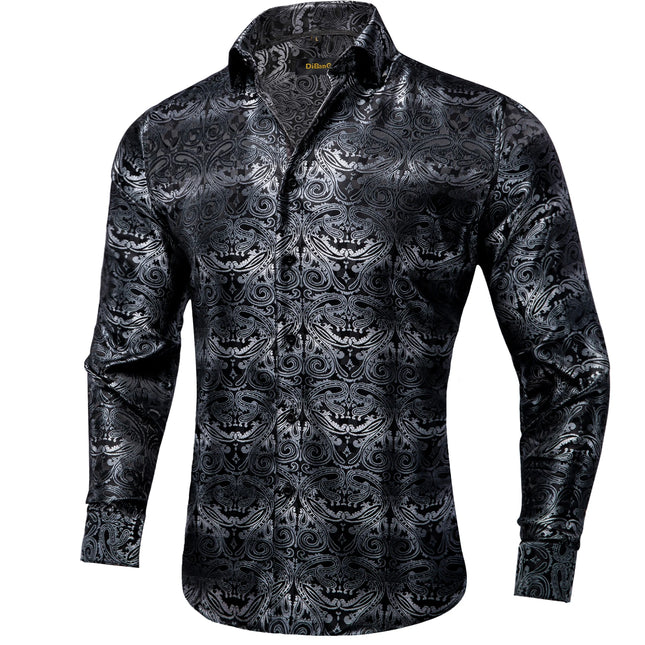 HenanChoice Mens Jacquard Paisley Shirt Long Sleeve Luxury by zapcart