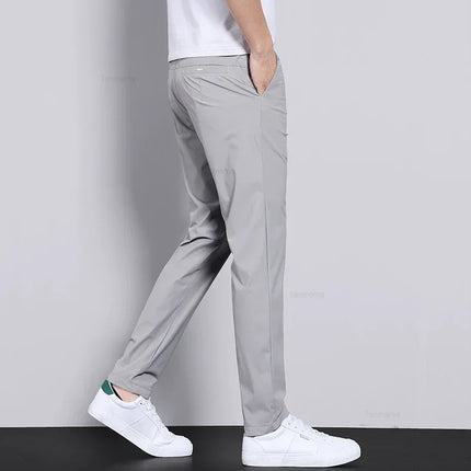 CN Guangdong Men Elastic Quick Dry Ice Silk Trousers by zapcart