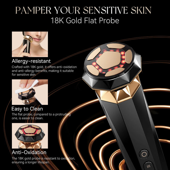 ANLAN 18K Gold RF Skincare Device for Home Spa Lifting EMS by zapcart