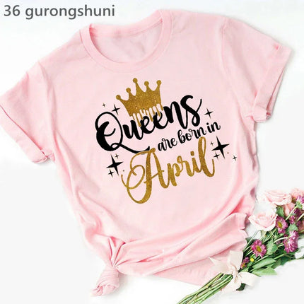 Queen Are Born In January To December Bold Graphic Tee Women by zapcart