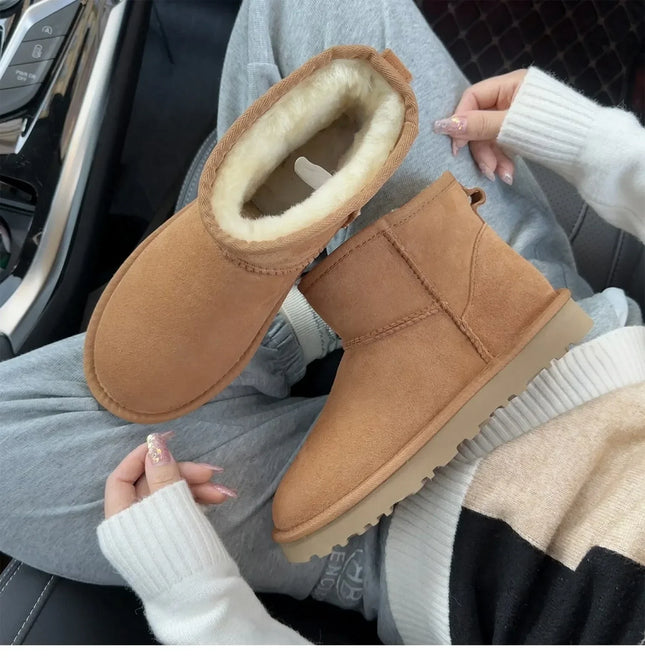 Unisex Sheepskin Snow Boots Shearling Warm Durable Comfort by zapcart
