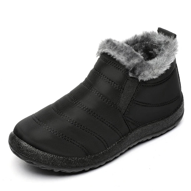 HAJINKCN Mens Winter Slip On Boots Waterproof Fur Lined by zapcart