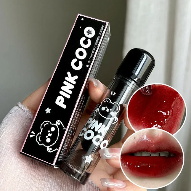 Mirror Glass Lip Tint Punk Dark Red Long Lasting Shine by zapcart