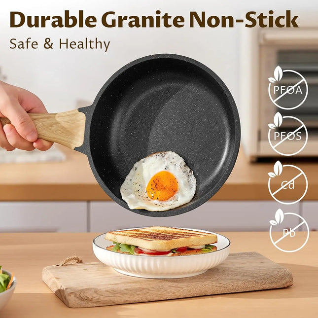 Bezia 10-Pc Induction Pans Set Nonstick Granite PFAS-Free by zapcart