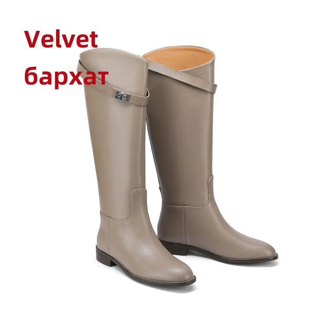 FEDONAS Women Knee High Boots Genuine Leather Moto Chic by zapcart