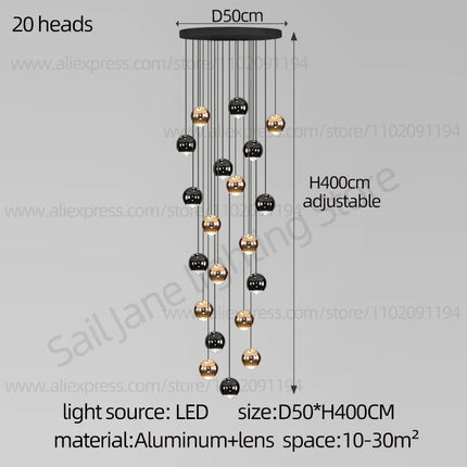 Campeggi Nordic Circular Chandelier Dimmable Gold Black Loft