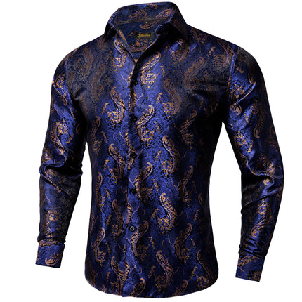 HenanChoice Mens Jacquard Paisley Shirt Long Sleeve Luxury by zapcart