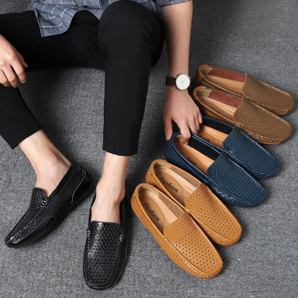 DZAG Men Leather Loafers Breathable Slip On Driving Shoes by zapcart