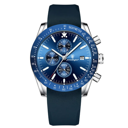 POEDAGAR Men Watch Waterproof Luminous Chronograph Leather