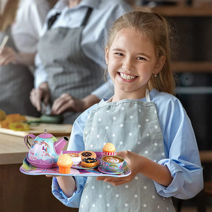 Princess Tea Set For Little Girls Metal Pretend Play Gift by zapcart