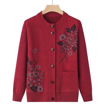 Korean Knit Cardigan Coat Warmth Cozy Fdfklak Mature Women by zapcart