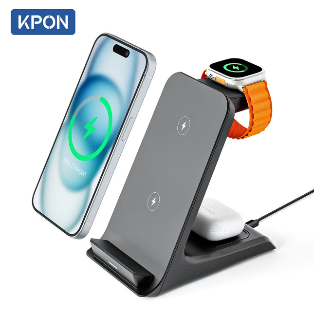 KPON 3 In 1 Wireless Charger Stand For iPhone Watch AirPods by zapcart