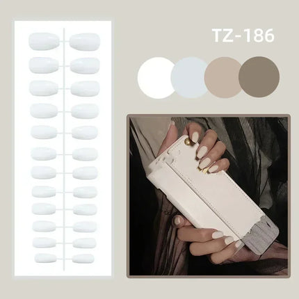 Press On Nails White Butterfly Pearls For Trendsetters 24pcs by zapcart