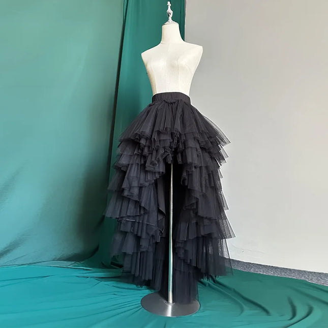 Gothic Lolita Mesh Asymmetrical Showstopper Skirt for Women by zapcart