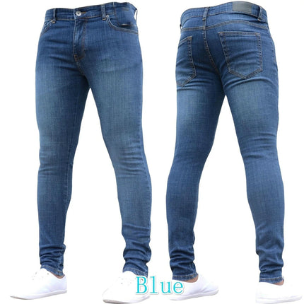 Kalenmos Men Jeans Slim Fit Mid Waist Ankle Length Denim by zapcart