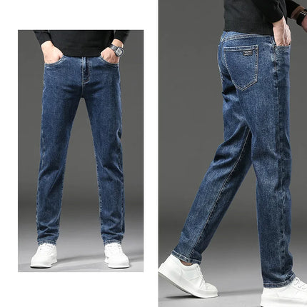 NeverfunctionCN Warm Winter Jeans Men Slim Straight Denim by zapcart