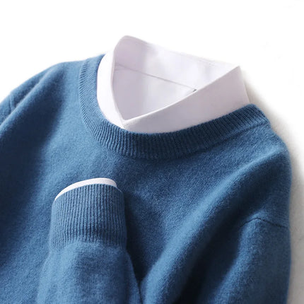 Ganleawort Men Wool Sweater Round Neck Warm Knit Pullover by zapcart