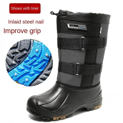 Pdmcms Mens Waterproof Snow Boots Velvet Warmth Midcalf by zapcart