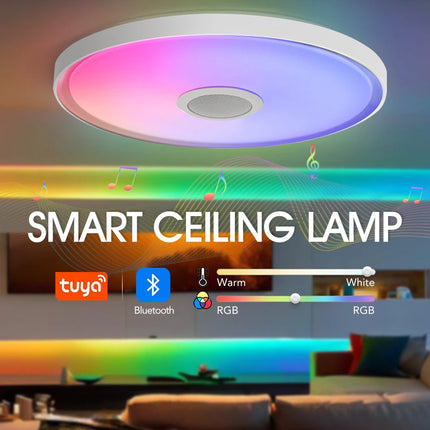LED Music Ceiling Lights RGB+CW Dimming with Remote Control APP by zapcart