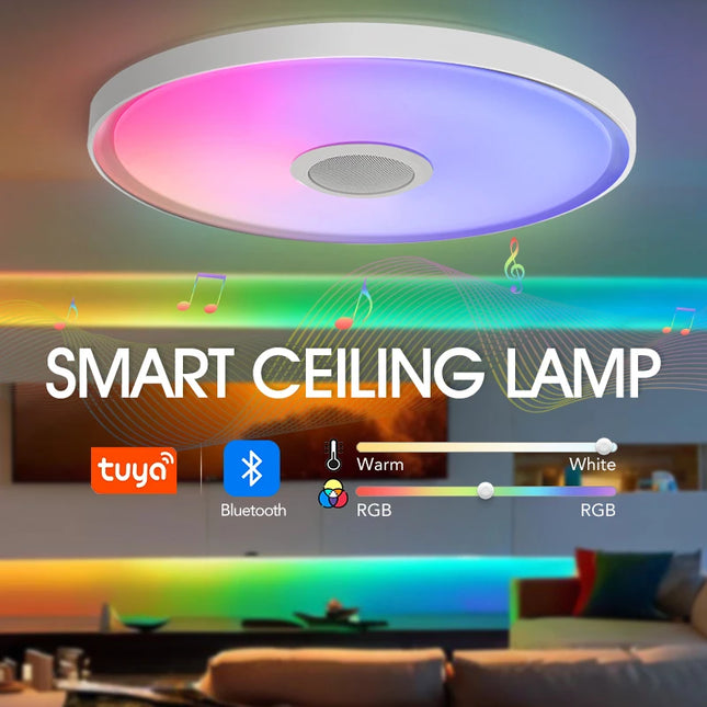 LED Music Ceiling Lights RGB+CW Dimming with Remote Control APP by zapcart