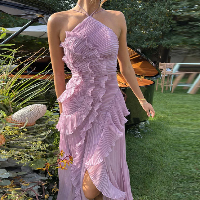 Sexy Slit A Line Prom Dress For Women Elegant Purple Gown by zapcart
