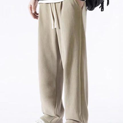 Anbican Winter Men Sweatpants Thick Fleece Wide Leg by zapcart