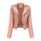 Slim Women Leather Jacket Rivet Detail Sleek Citywear by zapcart