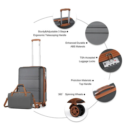 Kono 2 Piece Lightweight Luggage Set Ryanair TSA Lock by zapcart