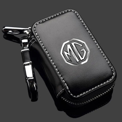 MG Car Key Case Leather Wallet Zippered Protective Cover for MG Owners