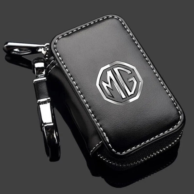 MG Car Key Case Leather Wallet Zippered Protective Cover for MG Owners