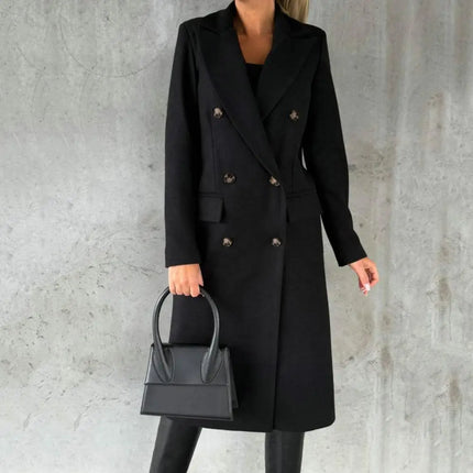 Women Woolen Winter Overcoat Warmth Elegant Streetwear by zapcart