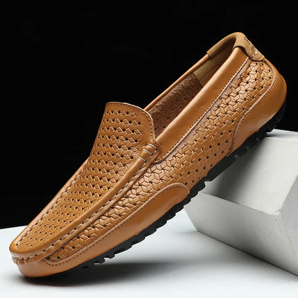 DZAG Men Leather Loafers Breathable Slip On Driving Shoes by zapcart