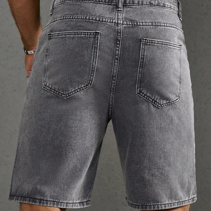 LVCCCI SCN Men Stretch Denim Shorts Baggy Cargo Ripped Knee by zapcart