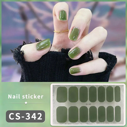 Pink Glitter Nail Stickers Full Cover Diy Manicure Deluxe by zapcart