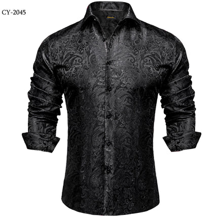 HenanChoice Mens Jacquard Paisley Shirt Long Sleeve Luxury by zapcart