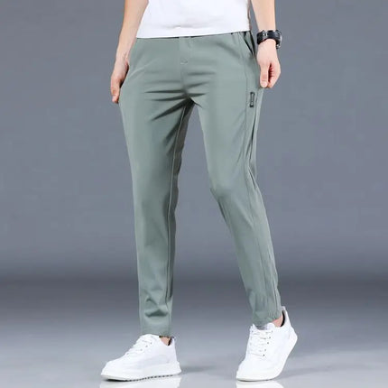 Ice Silk Mens Pants CN Guangdong Breathable Elastic Summer by zapcart