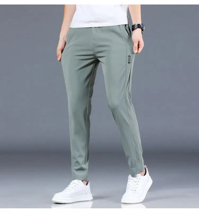 Ice Silk Mens Pants CN Guangdong Breathable Elastic Summer by zapcart