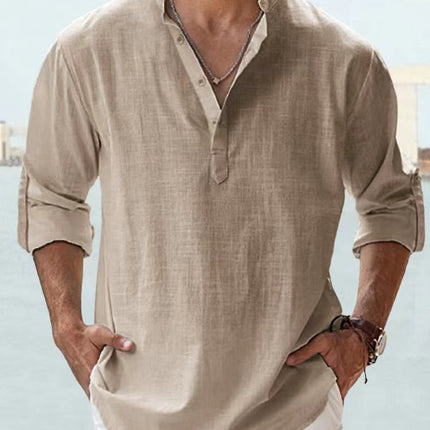 Animal Game Cotton Linen Shirts for Men Lightweight Henley by zapcart