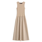 TRAF Khaki Elegant Spring Long Dress Women 2025 Sleeveless by zapcart