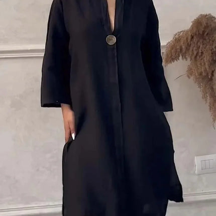 Lightweight O Neck Button Dress For Women Casual Chic Summer by zapcart