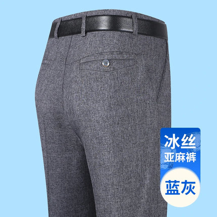Men's Linen Pants Ice Cool Summer Trousers For Office Dad by zapcart