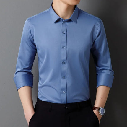Faboten Mens Long Sleeve Shirt Solid Color Soft Fit by zapcart