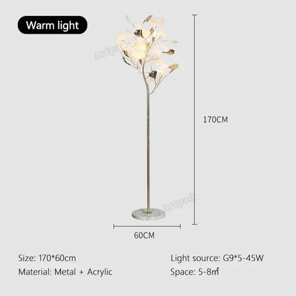 Artpad Nordic Floor Lamp Ginkgo Leaf Modern Bedroom Lamp