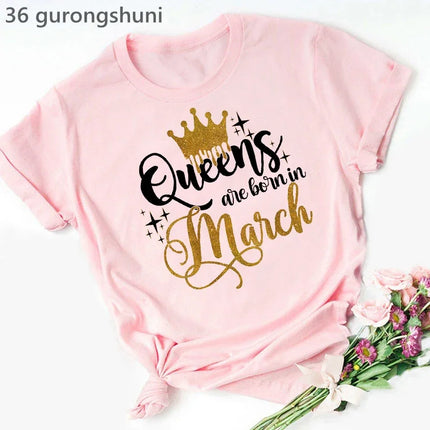 Queen Are Born In January To December Bold Graphic Tee Women by zapcart