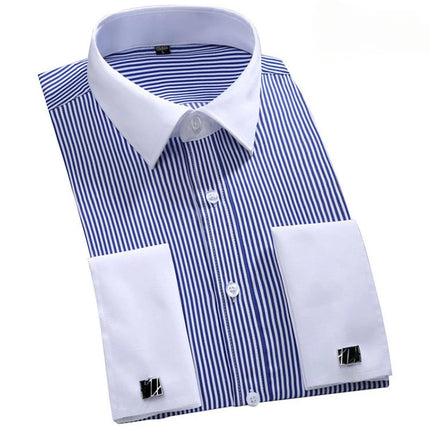 Men's French Cuff Dress Shirt White Long Sleeve CN Zhejiang by zapcart