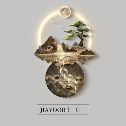 Modern Background Landscape Painting LED Wall Lamp For Living Room Corridor Home Decoration Mural Light Remote Control Lighting by zapcart