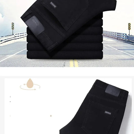 Tsingyi Men Jeans Vintage Black Straight Stretch Comfort by zapcart